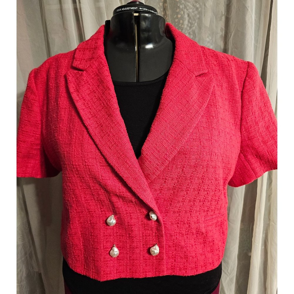Royalty by Maluma hot pink Cropped Tweed short sleeve Blazer XXXL